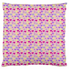 Hearts Butterflies Pink 1200 Large Flano Cushion Case (Two Sides)