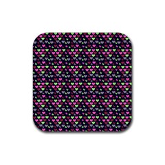 Hearts Butterflies Blue Pink Rubber Coaster (Square) 