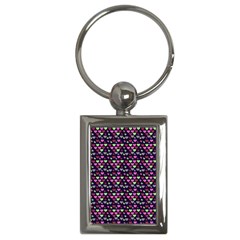 Hearts Butterflies Blue Pink Key Chains (Rectangle) 