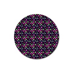 Hearts Butterflies Blue Pink Rubber Round Coaster (4 pack) 