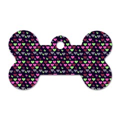 Hearts Butterflies Blue Pink Dog Tag Bone (One Side)