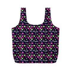 Hearts Butterflies Blue Pink Full Print Recycle Bags (M) 