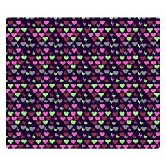 Hearts Butterflies Blue Pink Double Sided Flano Blanket (Small) 