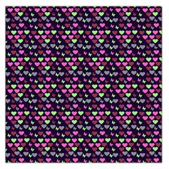 Hearts Butterflies Blue Pink Large Satin Scarf (Square)