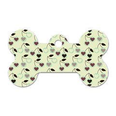 Heart Cherries Mint Dog Tag Bone (two Sides)