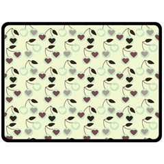 Heart Cherries Mint Fleece Blanket (large) 