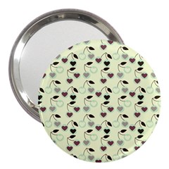 Heart Cherries Mint 3  Handbag Mirrors