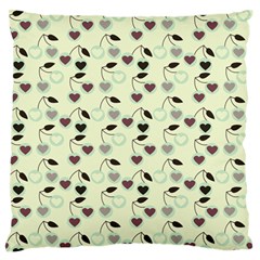 Heart Cherries Mint Large Flano Cushion Case (one Side) by snowwhitegirl