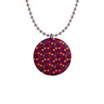 Heart Cherries Magenta Button Necklaces Front