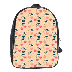 Heart Cherries Cream School Bag (large)