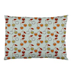 Heart Cherries Grey Pillow Case by snowwhitegirl