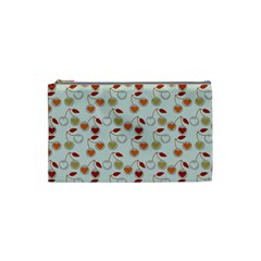 Heart Cherries Grey Cosmetic Bag (small) by snowwhitegirl