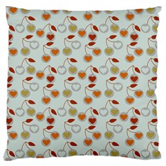 Heart Cherries Grey Large Cushion Case (one Side)