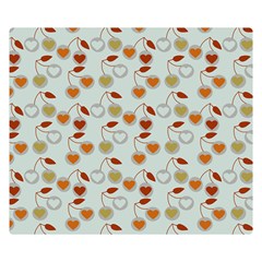 Heart Cherries Grey Double Sided Flano Blanket (small) 