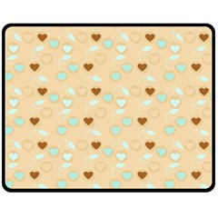 Beige Heart Cherries Double Sided Fleece Blanket (medium)  by snowwhitegirl