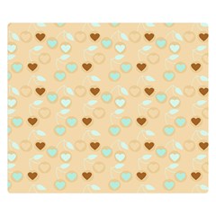 Beige Heart Cherries Double Sided Flano Blanket (small) 