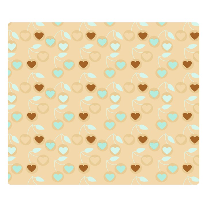 Beige Heart Cherries Double Sided Flano Blanket (Small) 