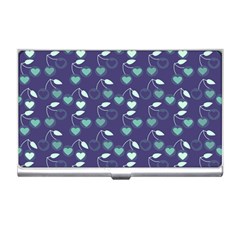 Heart Cherries Blue Business Card Holders by snowwhitegirl