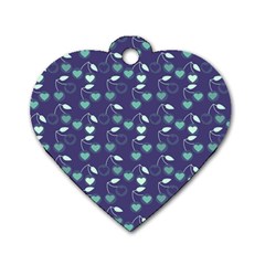 Heart Cherries Blue Dog Tag Heart (two Sides) by snowwhitegirl