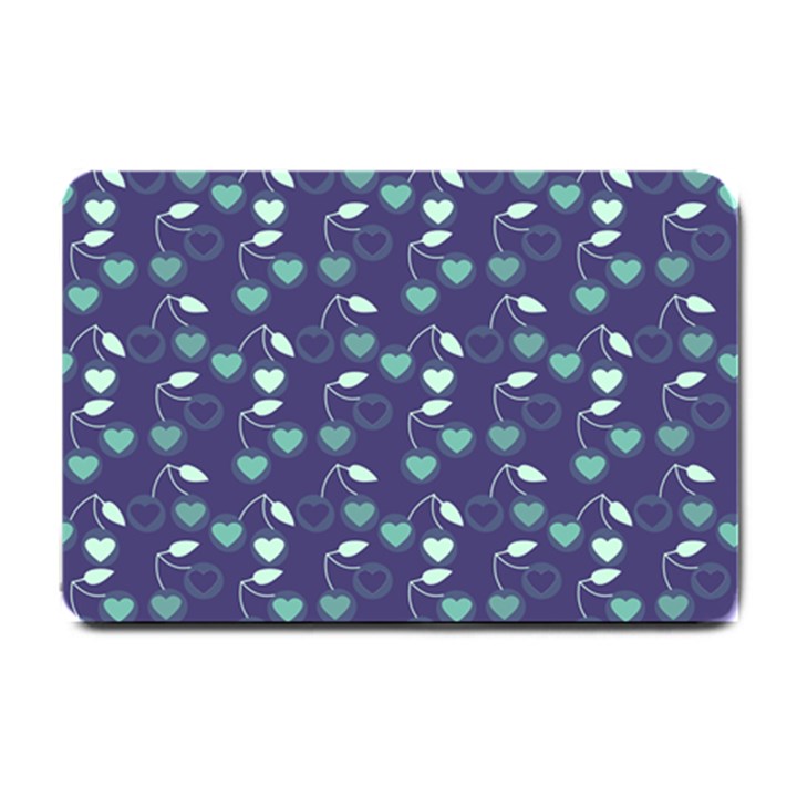 Heart Cherries Blue Small Doormat 