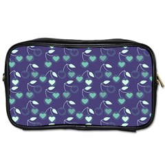 Heart Cherries Blue Toiletries Bags by snowwhitegirl