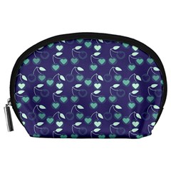 Heart Cherries Blue Accessory Pouches (large) 