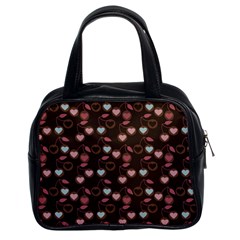 Heart Cherries Brown Classic Handbags (2 Sides) by snowwhitegirl