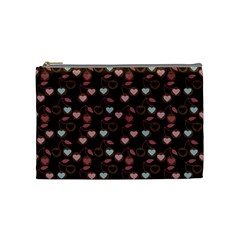 Heart Cherries Brown Cosmetic Bag (medium) by snowwhitegirl