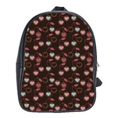 Heart Cherries Brown School Bag (large)