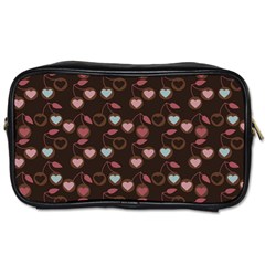 Heart Cherries Brown Toiletries Bags by snowwhitegirl