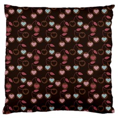 Heart Cherries Brown Standard Flano Cushion Case (one Side)