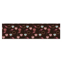 Heart Cherries Brown Satin Scarf (oblong) by snowwhitegirl