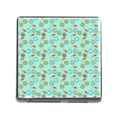 Light Teal Heart Cherries Memory Card Reader (square 5 Slot)