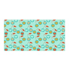 Light Teal Heart Cherries Satin Wrap by snowwhitegirl