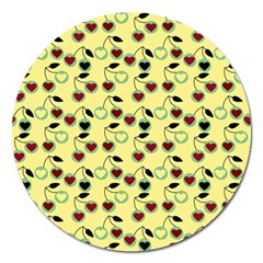 Yellow Heart Cherries Magnet 5  (round)