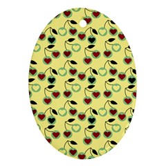 Yellow Heart Cherries Oval Ornament (two Sides) by snowwhitegirl