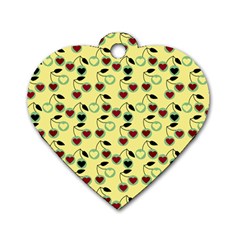 Yellow Heart Cherries Dog Tag Heart (two Sides)