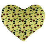 Yellow Heart Cherries Large 19  Premium Heart Shape Cushions Front