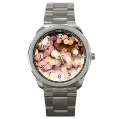 Warm Color Brown Light Pattern Sport Metal Watch by FunnyCow
