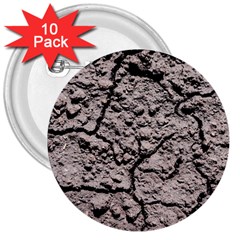Earth  Dark Soil With Cracks 3  Buttons (10 Pack)  by FunnyCow