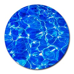 Blue Clear Water Texture Round Mousepads by FunnyCow