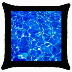 Blue Clear Water Texture Throw Pillow Case (black) by FunnyCow