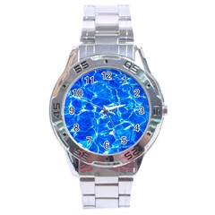 Blue Clear Water Texture Stainless Steel Analogue Watch by FunnyCow