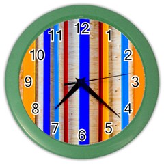 Colorful Wood And Metal Pattern Color Wall Clock by FunnyCow