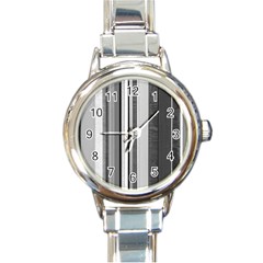 Shades Of Grey Wood And Metal Round Italian Charm Watch