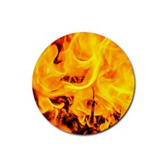Fire And Flames Rubber Round Coaster (4 Pack)  by FunnyCow