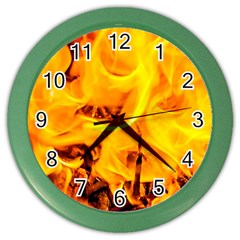 Fire And Flames Color Wall Clock by FunnyCow