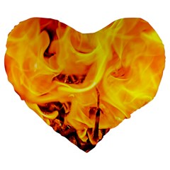 Fire And Flames Large 19  Premium Heart Shape Cushions by FunnyCow