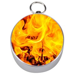 Fire And Flames Silver Compasses by FunnyCow