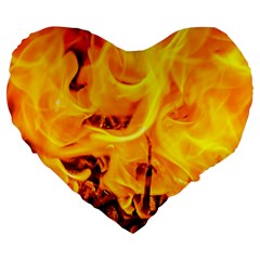 Fire And Flames Large 19  Premium Flano Heart Shape Cushions by FunnyCow